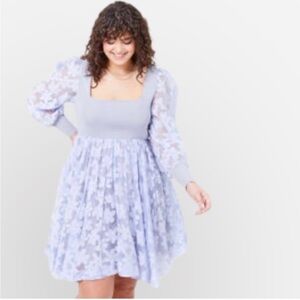 ARULA Alanna Lavender Floral Puff Sleeve Dress